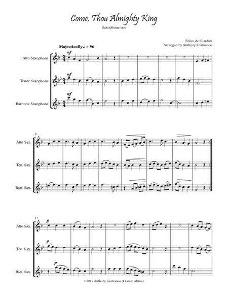 Come Thou Almighty King Saxophone Trio Page 2