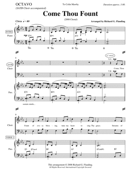 Come Thou Fount Choir Piano Page 2