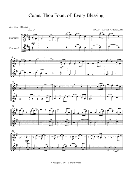 Come Thou Fount Of Every Blessing Arranged For Clarinet Duet Page 2