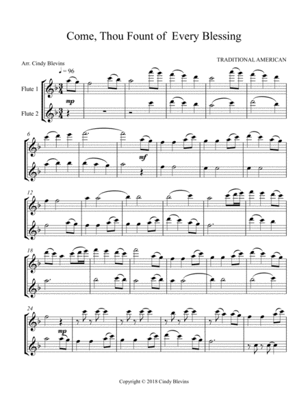 Come Thou Fount Of Every Blessing Arranged For Flute Duet Page 2