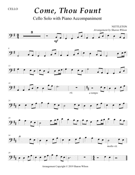 Come Thou Fount Of Every Blessing Easy Cello Solo With Piano Accompaniment Page 2