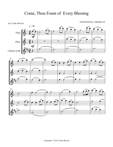 Come Thou Fount Of Every Blessing For Flute Oboe And Clarinet Page 2