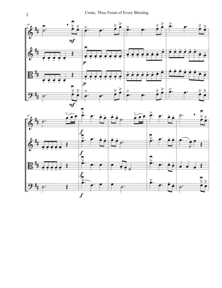 Come Thou Fount Of Every Blessing Intermediate String Quartet Page 2