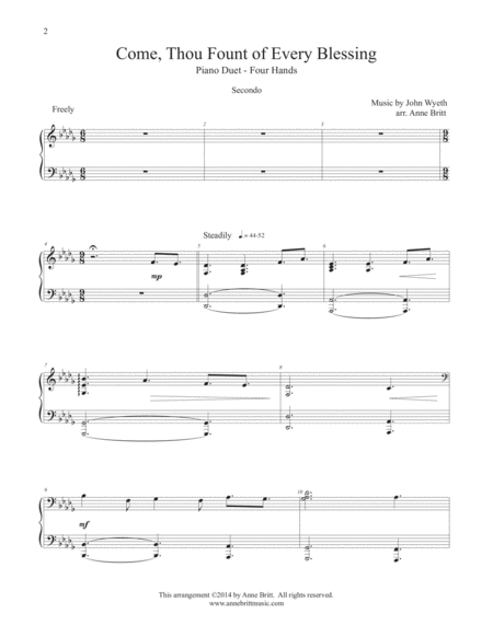 Come Thou Fount Of Every Blessing Piano Duet Page 2