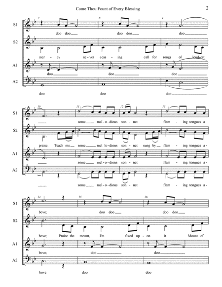 Come Thou Fount Of Every Blessing Ssaa A Cappella Page 2