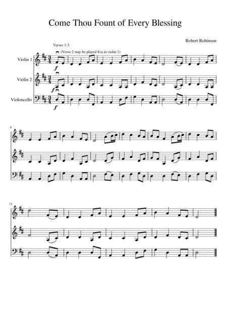 Come Thou Fount Of Every Blessing Two Violins And Cello Page 2