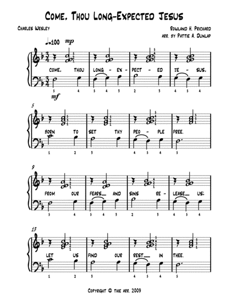 Come Thou Long Expected Jesus L H Melody Page 2