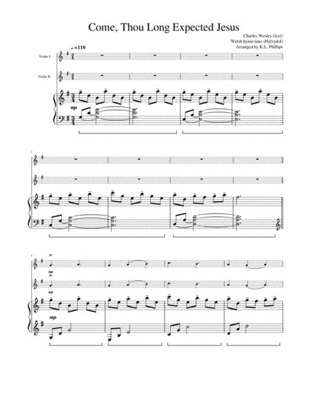 Come Thou Long Expected Jesus Violin Duet With Piano Accompaniment Page 2