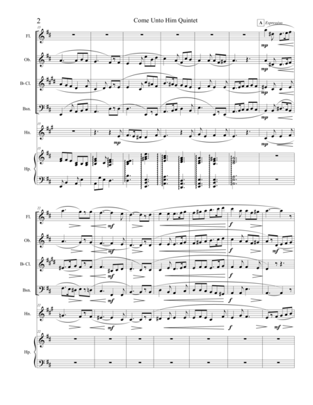 Come Unto Him Woodwind Quintet And Harp Page 2