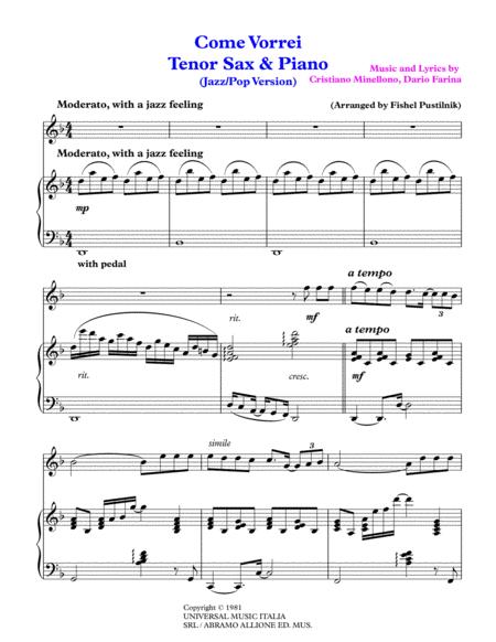 Come Vorrei For Tenor Sax And Piano Jazz Pop Version Video Page 2