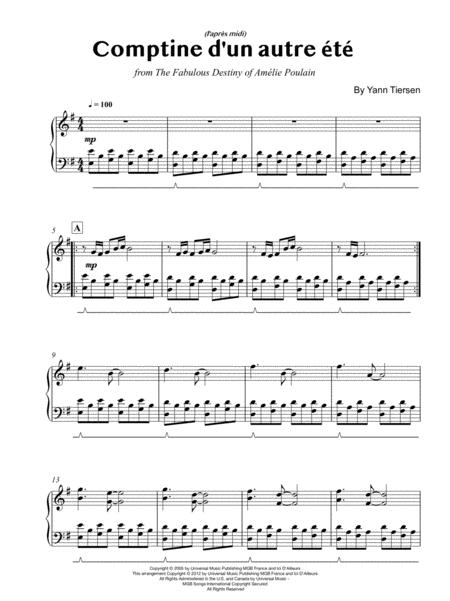 Comptine D Un Autret L Aprs Midi By Yann Tiersen Original Version For Piano Solo Page 2