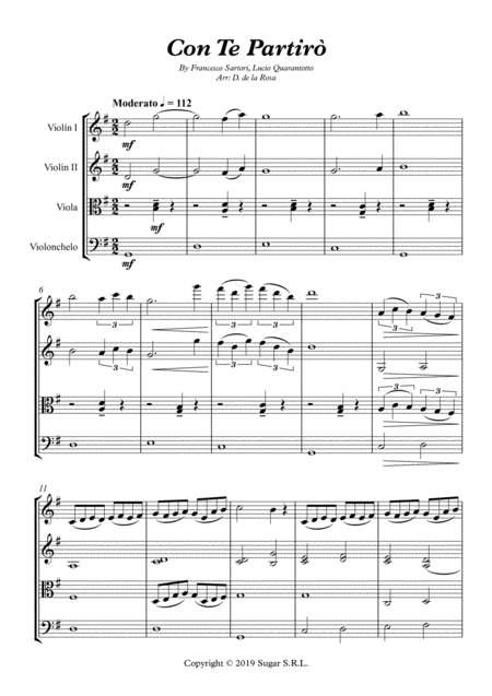 Con Te Partiro Andrea Bocelli For String Quartet Full Score And Parts Page 2