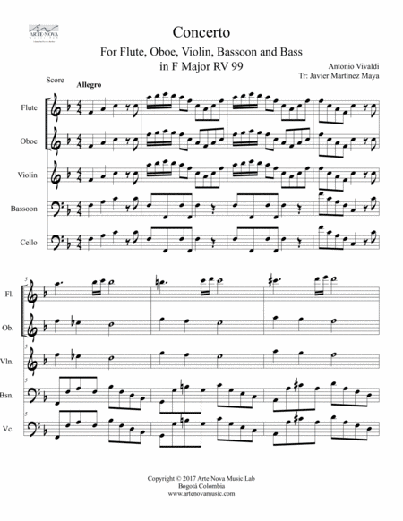 Concerto For Flute Oboe Violin Bassoon And Continuo Rv 99 Page 2