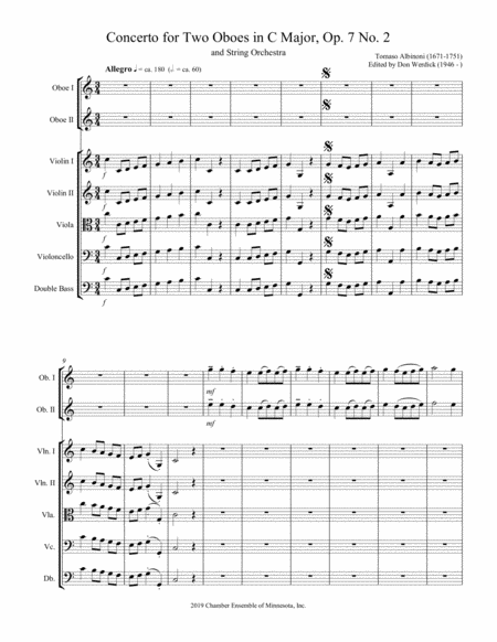 Concerto For Two Oboes In C Major Op 7 No 2 And String Orchestra Page 2