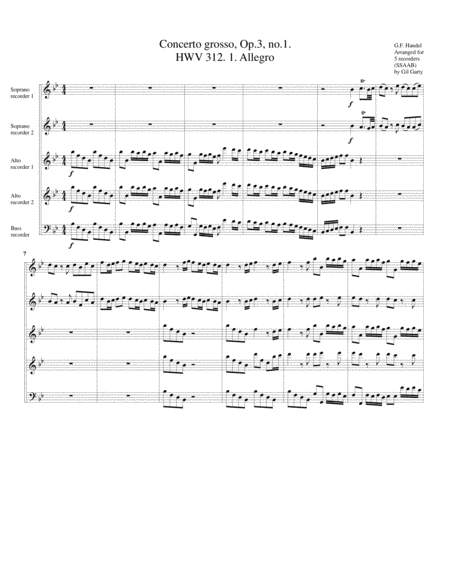 Concerto Grosso Op 3 No 1 Hwv 312 Arrangement For 5 Recorders Page 2