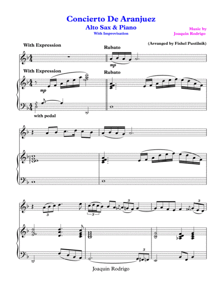 Concierto De Aranjuez For Alto Sax And Piano With Improvisation Video Page 2