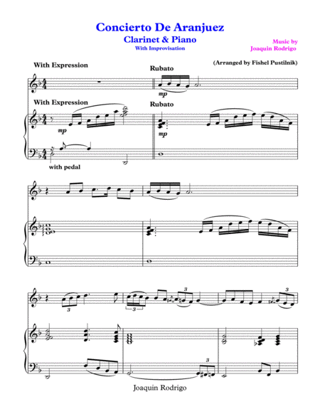 Concierto De Aranjuez For Clarinet And Piano With Improvisation Video Page 2