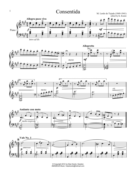 Consentida Mexican Waltz For Piano Solo Page 2