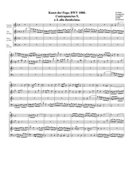 Contrapunctus 9 From Art Of Fugue Bwv 1080 Arrangement For Recorders Page 2