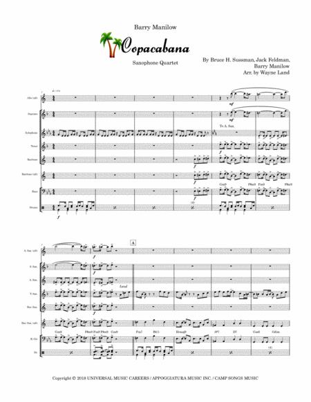 Copacabana Satb Aatb Sax Quartet Optional Rhythm Parts Page 2