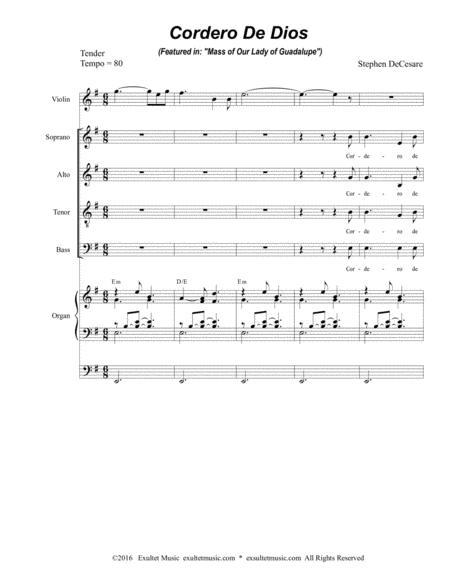 Cordero De Dios Satb And Organ Version Page 2