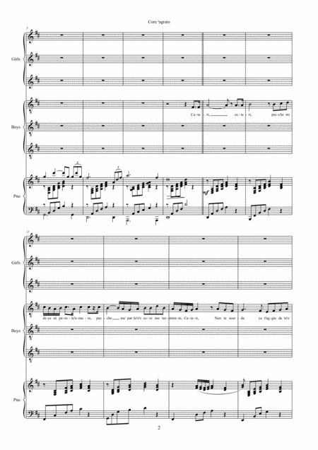 Core Ngrato Choral 6 Part Arrangement With Piano Accompaniment Page 2