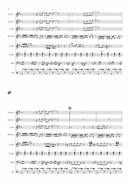 Could You Be Loved Guitar Ensemble Score Page 2