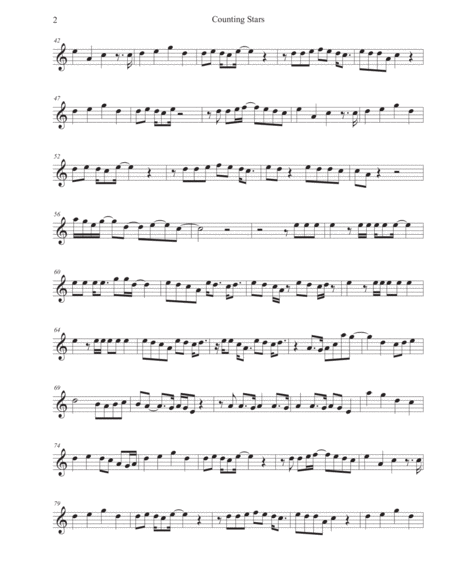 Counting Stars Easy Key Of C Clarinet Page 2