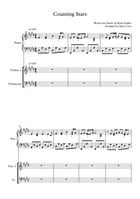 Counting Stars One Republic For Piano Trio Violin Cello And Piano Page 2