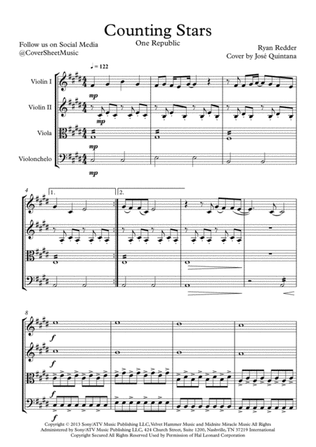 Counting Stars String Quartet Page 2