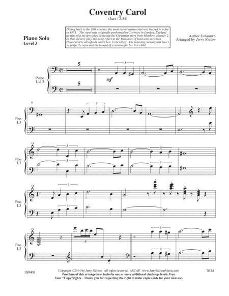 Coventry Carol 2 For 1 Piano Arrangements Levels 3 5 Page 2