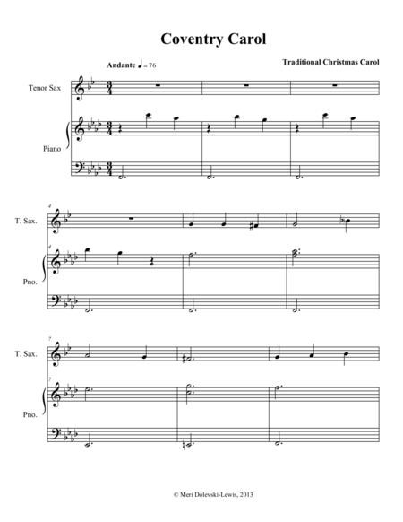 Coventry Carol B Flat Saxes Page 2