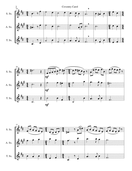 Coventry Carol For Saxophone Trio Page 2