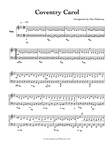 Coventry Carol Piano Solo By Chas Hathaway Page 2