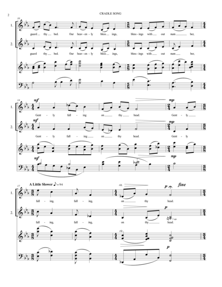 Cradle Song Two Part Treble Choir Page 2