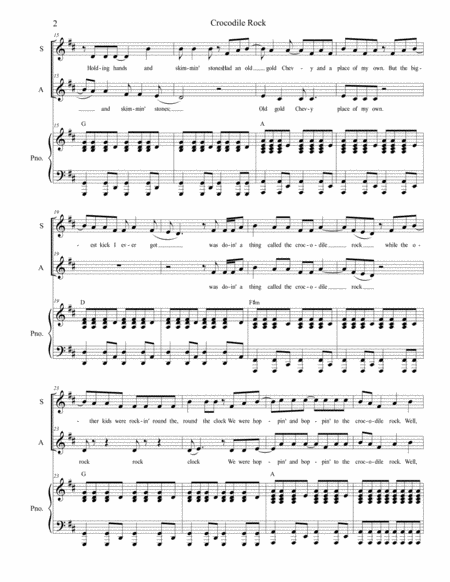 Crocodile Rock For 2 Part Choir Sa Page 2