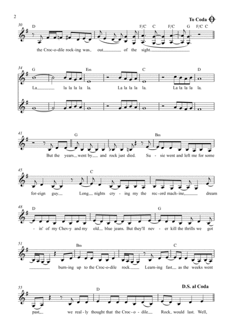 Crocodile Rock Leadsheet For Singalongs Page 2