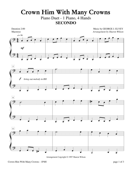 Crown Him With Many Crowns 1 Piano 4 Hands Duet Page 2