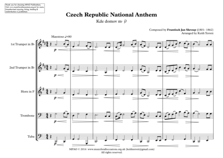 Czech Republic National Anthem Kde Domov M J For Brass Quintet Page 2