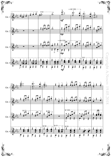 D Shostakovich The Second Waltz Sheet Music For 4 Guitars Page 2