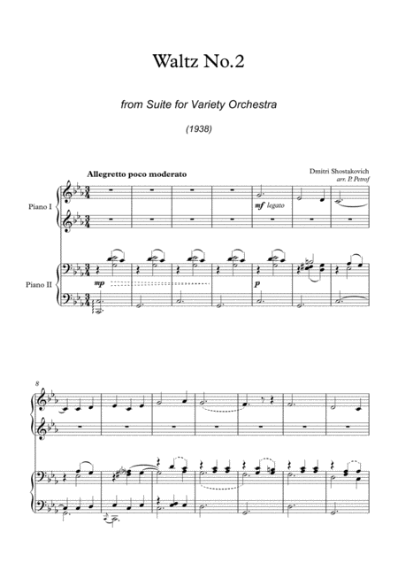 D Shostakovich Waltz No 2 From Suite For Variety Orchestra Piano 4 Hands Page 2