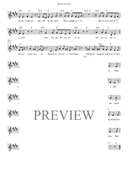 Dancing In The Street Chord Vocal Transcription Of The Original Matha And The Vandellas Motown Recording Page 2