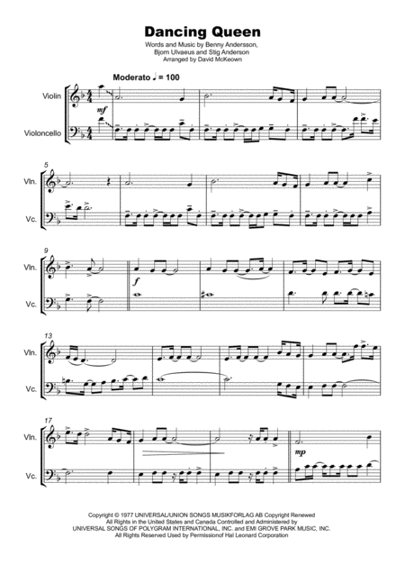 Dancing Queen Duet For Violin And Cello Page 2