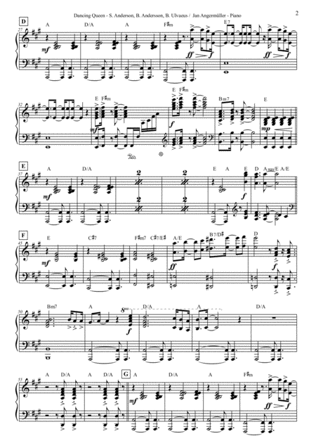 Dancing Queen Piano Chords Abba For Intermediate Advanced Piano Page 2