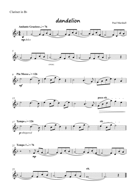 Dandelion For Clarinet And Piano Page 2