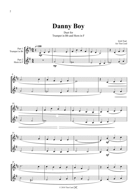 Danny Boy Duet For Trumpet And French Horn Page 2