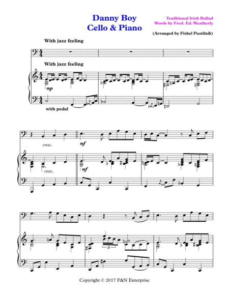 Danny Boy For Cello And Piano Page 2