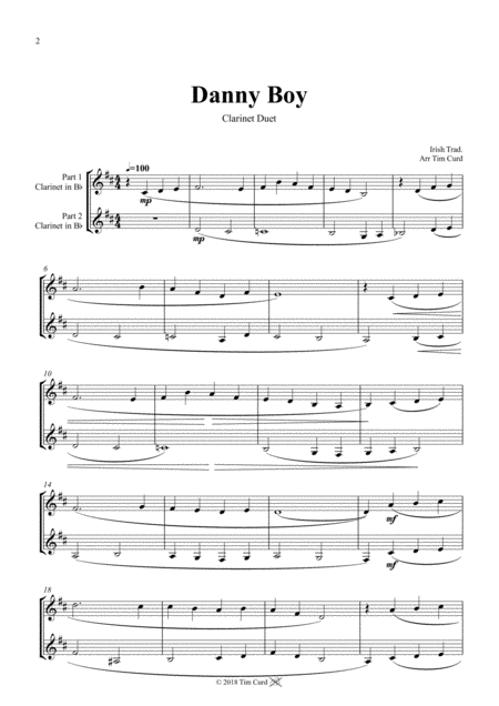 Danny Boy For Clarinet Duet Page 2