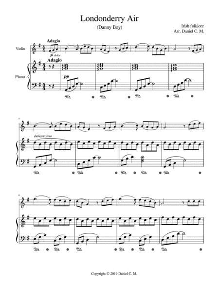 Danny Boy For Violin And Piano Page 2