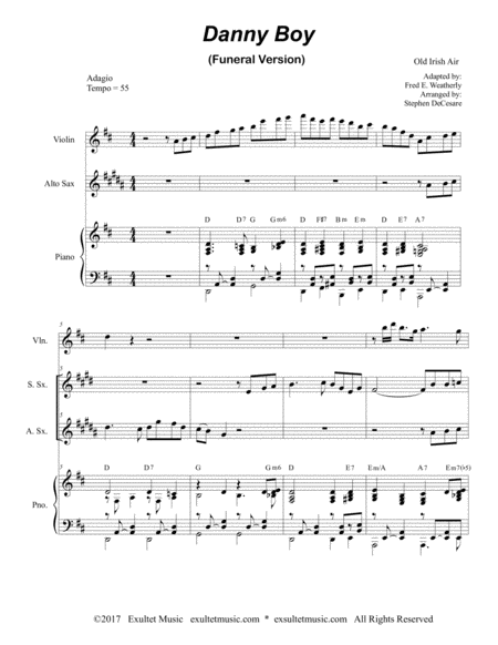 Danny Boy Funeral Version Duet For Soprano And Alto Saxophone Page 2